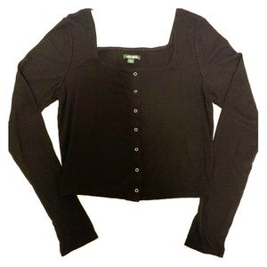 Long Sleeve Button Up Crop Top